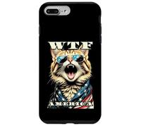 Custodia per iPhone 7 Plus/8 Plus WTF America Angry Cat Lover - Gatti con bandiera americana vintage americana