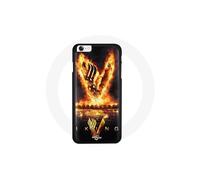 Custodia per iPhone 7 Vikings Serie Stagione 6 logo V Spada di Fuoco Fondale Nero