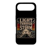 Custodia per iPhone Air Angelo croce cristiana con luce attraverso tempesta