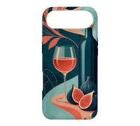 Custodia per iPhone Air Bicchiere di vino accanto a una bottiglia senza etichetta e fichi