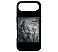 Custodia per iPhone Air Bigfoot Alien Selfie Divertente Sasquatch Rock On Hand UFO