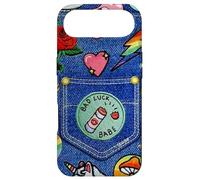 Custodia per iPhone Air Blue Denim Patch Pattern Bad Luck Babe 90s Design Estetico