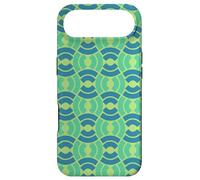 Custodia per iPhone Air Blue Green Scales Waves Arcs Mid-Century Pattern