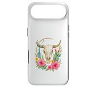 Custodia per iPhone Air Boho Western Bull Skull Floral Cactus Watercolor
