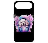Custodia per iPhone Air Composizione di rose con adorabile abbigliamento per cuccioli di Spaniel bianco