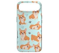 Custodia per iPhone Air Cute Corgi Dog with Paws Lover in Aqua Turquoise Pattern