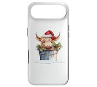 Custodia per iPhone Air Cute Highland Cow Christmas Santa Hat Country Heifer Farm