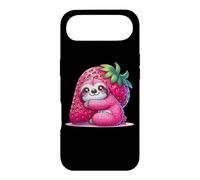 Custodia per iPhone Air Cute Pink Sloth Hugging Strawberry Kawaii Animal Graphic