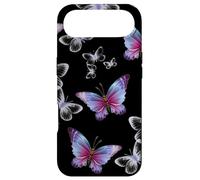 Custodia per iPhone Air Cute Purple and Blue Butterfly Pattern Nature On Black