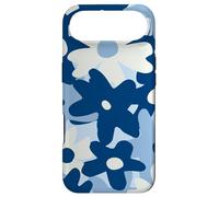Custodia per iPhone Air Dark Blue Pastel White Flower Retro Modern Boho Bohemian