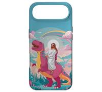 Custodia per iPhone Air Divertente Gesù che cavalca T-Rex Dinosaur Meme Parodia per i credenti