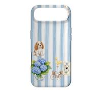 Custodia per iPhone Air Estetica Cottagecore Cavalier Ortensia A Righe Blu