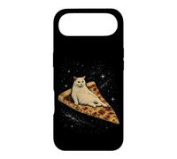 Custodia per iPhone Air Gatto che cavalca una fetta di pizza ai peperoni attraverso Galaxy Funny Space