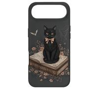Custodia per iPhone Air Gatto nero con fiocco su libro degli incantesimi racconti gotici Halloween