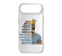 Custodia per iPhone Air God Says You Are Unique Black Men King Dad Nonno Padre