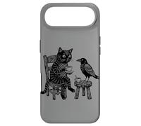 Custodia per iPhone Air Grafico circolare vintage con incisione di gatto corvo caffè tè amici