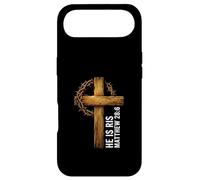 Custodia per iPhone Air He Is Risen Croce Corona Spine Matteo 28:6 Christian Faith