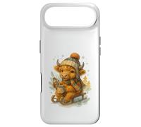 Custodia per iPhone Air Highland Cow Winter Watercolor On Sled With Hot Cocoa