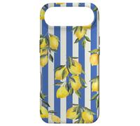 Custodia per iPhone Air Italian Coast Lemons On Blue Stripes Summer Fruit Pattern