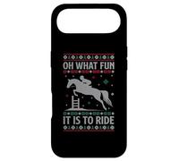Custodia per iPhone Air Maglione natalizio con scritta in inglese "Oh What Fun It Is To Ride Horse"