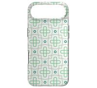 Custodia per iPhone Air Minty Green Crosses Circles Leaves Petals Geometric Pattern