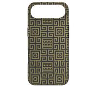 Custodia per iPhone Air Mustard Yellow Brown Square Circle Zigzag Labyrinth Pattern