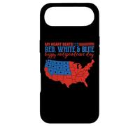 Custodia per iPhone Air My Heart Beats Red, White & Blue USA Map 4th Of July