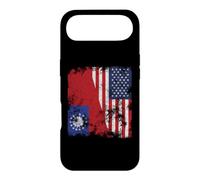 Custodia per iPhone Air Myanmar Birmania USA Bandiera Distressed - Metà americana