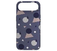 Custodia per iPhone Air Navy Blue Grey Circle Triangle Dots Stripe Retro Pattern