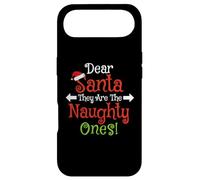 Custodia per iPhone Air Pigiama natalizio con scritta "Dear Santa They're The Naughty Ones"
