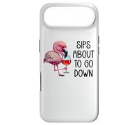 Custodia per iPhone Air Pink Flamingo Drinking Wine Tasting Sips About to Go Down