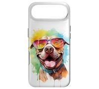 Custodia per iPhone Air Pitbull Mom Dad Occhiali Da Sole Divertente Cane Acquerello Bianco
