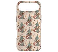 Custodia per iPhone Air Retro Christmas Santa Trees Playing Music Over Peach Cover
