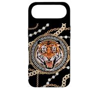 Custodia per iPhone Air Rich Wild Tiger with Printed Gold Chains & Diamonds Style