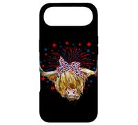 Custodia per iPhone Air Rosso Bianco Blu Highland Cow Patriot Bandana USA 4 luglio
