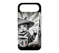 Custodia per iPhone Air Samurai Cat Sipping Tea Tokyo Tower Arte giapponese