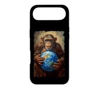 Custodia per iPhone Air Scimpanzé Holding Terra Pianeta Mondo Primate Scimmia