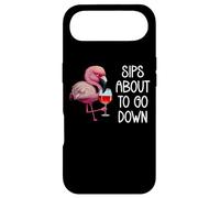 Custodia per iPhone Air Sips About to Go Down Funny Pink Flamingo Drinking Wine