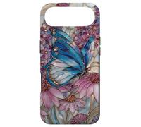 Custodia per iPhone Air Stained Glass Inspired Butterflies Purple and Blue Floral Ar