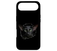 Custodia per iPhone Air Striking Black Oriental Shorthair Cat che sbircia attraverso