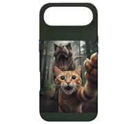 Custodia per iPhone Air Tabby Cat Selfie Escape from Dinosaur Funny for Teens Adults