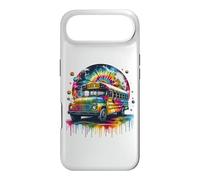 Custodia per iPhone Air Tie Dye School Bus Art Psychedelic Retro Colors Futuristic