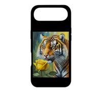 Custodia per iPhone Air Tiger Sniffing a Yellow Rose Illustration Graphic Design