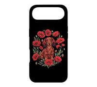 Custodia per iPhone Air Womens Girls Red Poppy Flower Long Haired Dachshund Lover