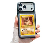 Custodia per iPhone con visualizzazione di carte e foto, caricatori superiori e maniche, compatibile con carte Pokemon, sport, un pezzo, magia (nero, iPhone 17 Pro Max)