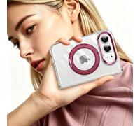 Custodia per iPhone Duo, compatibile con Magsafe, supporto ad anello | Custodia protettiva per iPhone Duo da 7,6 pollici, in policarbonato rigido, antiurto, antigraffio, trasparente, rosso