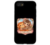 Custodia per iPhone SE (2020) / 7/8 Adorabili scimmie abbracciano l'amore ci rende coraggiosi