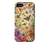 Custodia per iPhone SE (2020) / 7/8 Bees Boho Wildflowers foglie e vetro colorato floreale