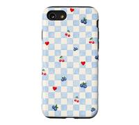 Custodia per iPhone SE (2020) / 7/8 Blu Gingham Cherry Mirtillo Picnic Coquette Estetica