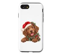 Custodia per iPhone SE (2020) / 7/8 Cappello di Babbo Natale con cane marrone felice